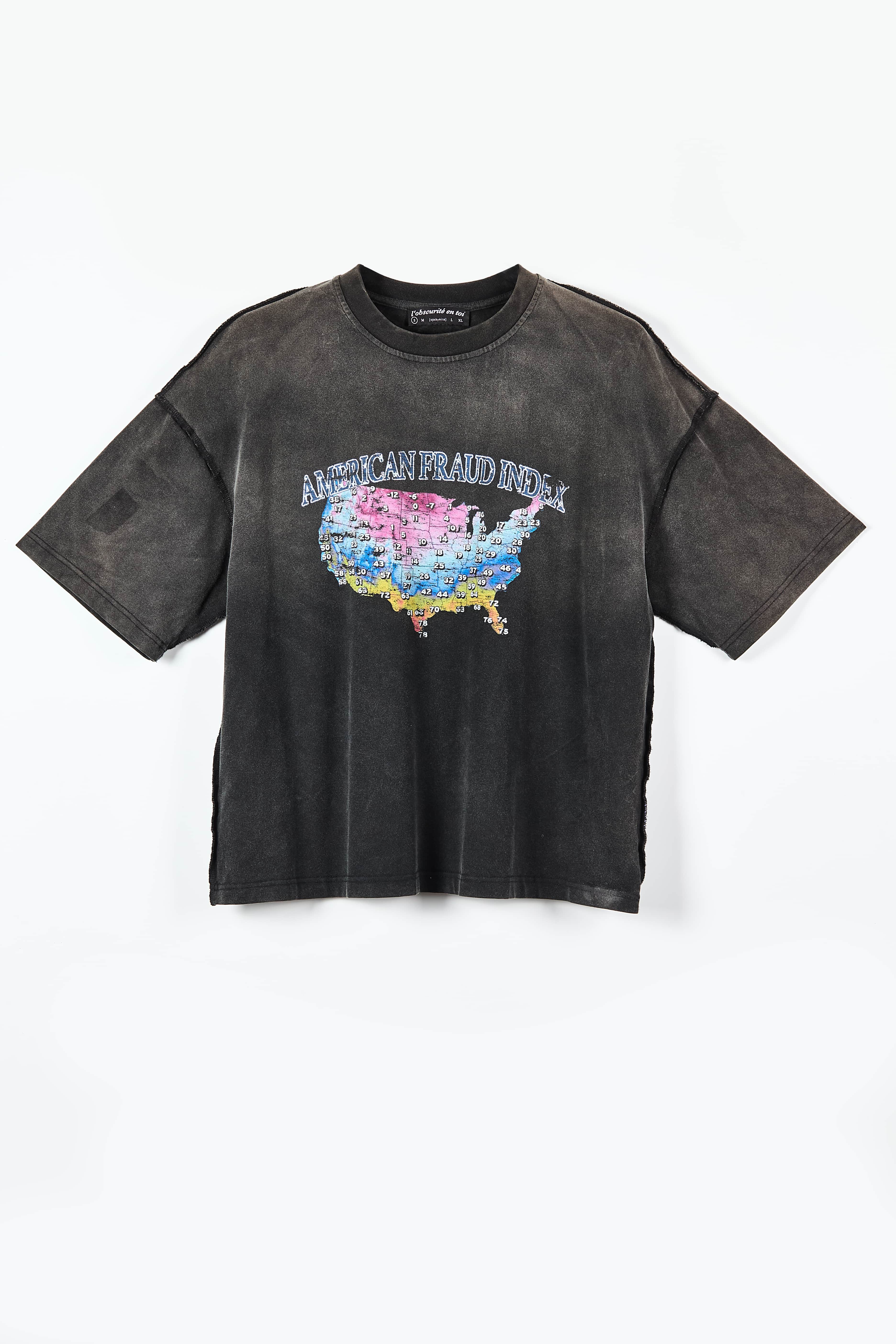Acid Wash American Map Oversized Tee - Grunge Streetwear T-Shirt